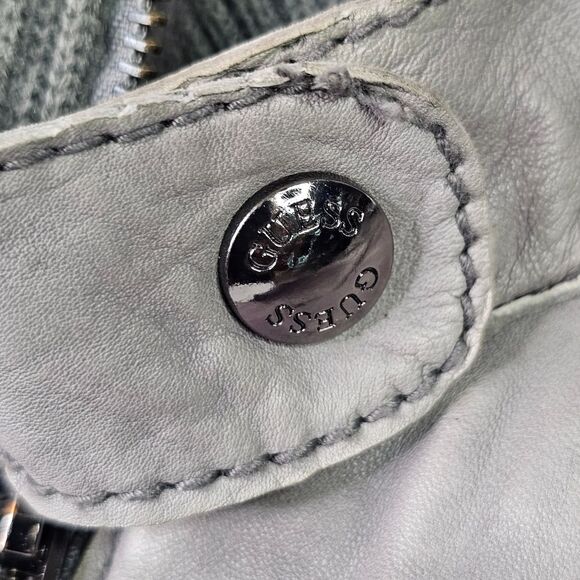 Guess Gray Leather Motorcycle Bomber Jacket - Picture 8 of 12